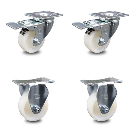 Service Caster 3 Inch Nylon Wheel Swivel Top Plate Caster Lock Brakes 2 Rigid SCC, 2PK SCC-TTL20S314-NYS-2-R-2